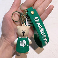 HKM-849299 Cute 3D Bear Coffee Cup PVC Keychain Pendant for Kids and Festivals