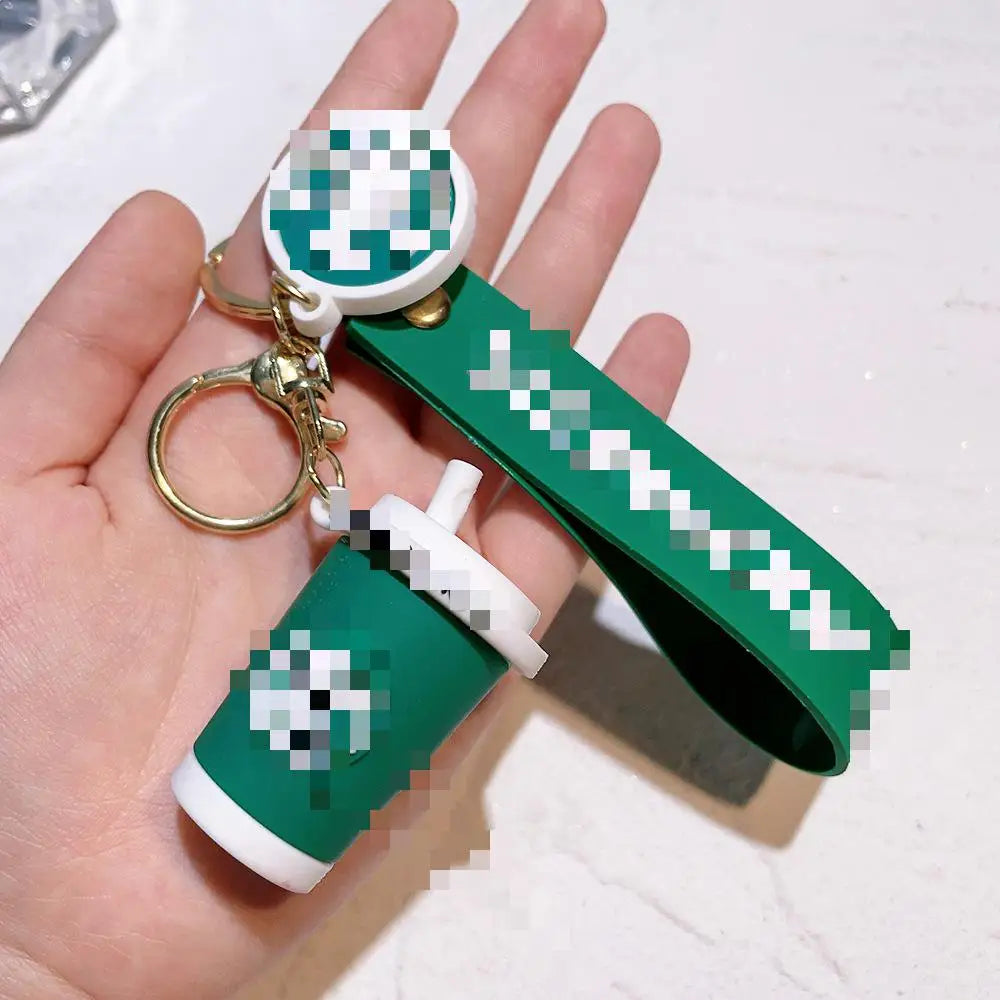 HKM-849299 Cute 3D Bear Coffee Cup PVC Keychain Pendant for Kids and Festivals