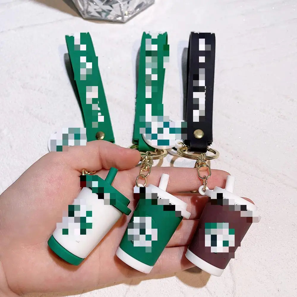HKM-849299 Cute 3D Bear Coffee Cup PVC Keychain Pendant for Kids and Festivals