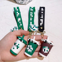 HKM-849299 Cute 3D Bear Coffee Cup PVC Keychain Pendant for Kids and Festivals