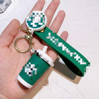 HKM-849299 Cute 3D Bear Coffee Cup PVC Keychain Pendant for Kids and Festivals
