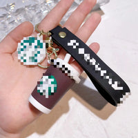 HKM-849299 Cute 3D Bear Coffee Cup PVC Keychain Pendant for Kids and Festivals