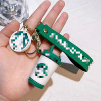 HKM-849299 Cute 3D Bear Coffee Cup PVC Keychain Pendant for Kids and Festivals