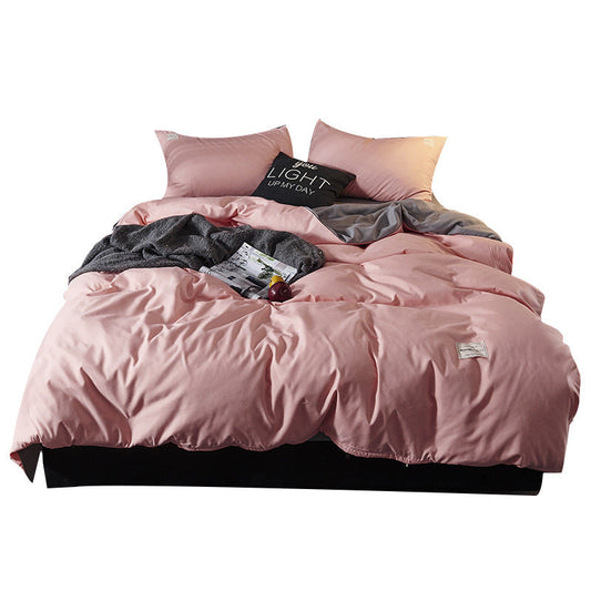 HKM-849299 Japanese Solid-Color Fusion Brushed Four-Piece Bedding Set in Multiple Sizes