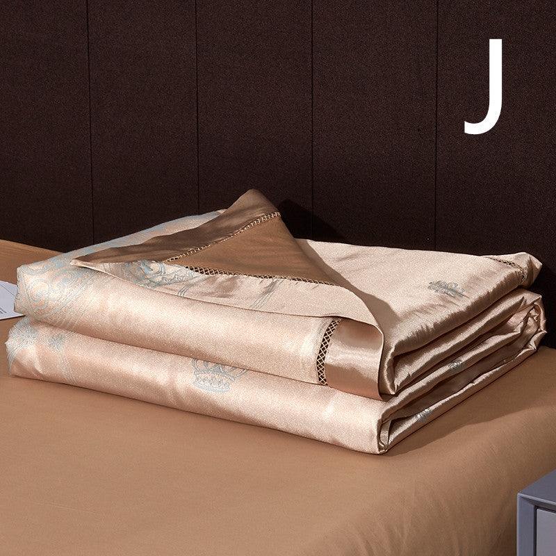 HKM-849299 Light Luxury Cotton Silk Embroidered Quilt Set for Summer Air Conditioning - Multiple Sizes Available
