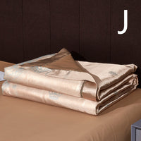 HKM-849299 Light Luxury Cotton Silk Embroidered Quilt Set for Summer Air Conditioning - Multiple Sizes Available