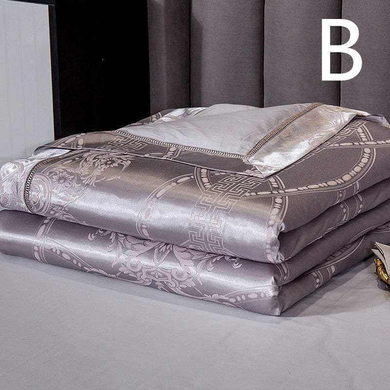 HKM-849299 Light Luxury Cotton Silk Embroidered Quilt Set for Summer Air Conditioning - Multiple Sizes Available
