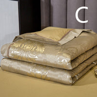 HKM-849299 Light Luxury Cotton Silk Embroidered Quilt Set for Summer Air Conditioning - Multiple Sizes Available