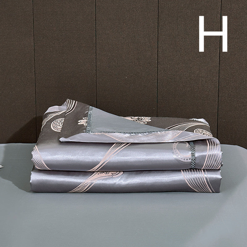HKM-849299 Light Luxury Cotton Silk Embroidered Quilt Set for Summer Air Conditioning - Multiple Sizes Available