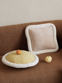 HKM-849619 Core Loop Velvet Living Room Pillow Set in Yellow and Khaki with PP Cotton Filling