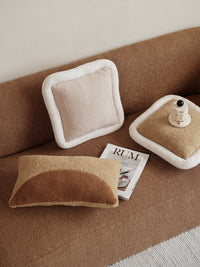 HKM-849619 Core Loop Velvet Living Room Pillow Set in Yellow and Khaki with PP Cotton Filling