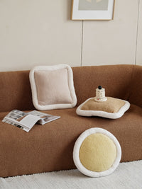 HKM-849619 Core Loop Velvet Living Room Pillow Set in Yellow and Khaki with PP Cotton Filling