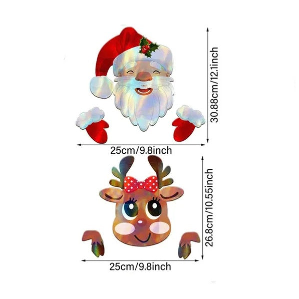 HKM-849747 Santa Claus and Reindeer Fence Yard Signs for Holiday Garden Decor 30.88x25cm