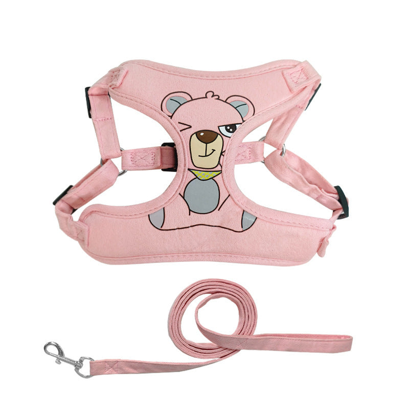 HKM-849811 Suede Pet Harness for Small to Medium Dogs - Comfortable Fit in Pink, Light Green, or Dark Purple