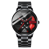 HKM-850131 Men's Quartz Watch with Stainless Steel Mesh Band and Hollow Wheel Design