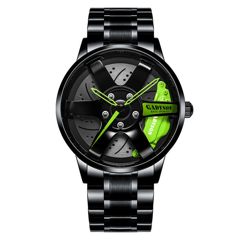 HKM-850131 Men's Quartz Watch with Stainless Steel Mesh Band and Hollow Wheel Design