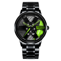 HKM-850131 Men's Quartz Watch with Stainless Steel Mesh Band and Hollow Wheel Design
