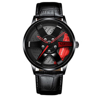HKM-850131 Men's Quartz Watch with Stainless Steel Mesh Band and Hollow Wheel Design