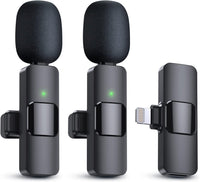 HKM-850323 Rechargeable Wireless Lavalier Microphone for iPhone 15 & 16, Easy Setup, Noise Reduction, Clip-On, Long Range Audio Recording