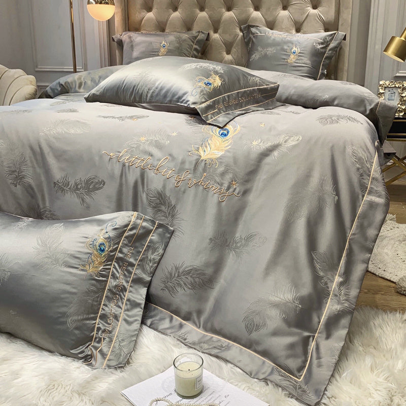 KTX-850387 Pure Cotton Quilted Bedding Set - 4-Piece Bed Sheet Ensemble in Multiple Colors