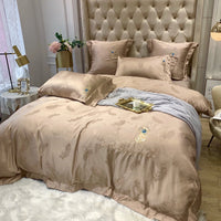 HKM-850387 Pure Cotton Quilted Bedding Set - 4-Piece Bed Sheet Ensemble in Multiple Colors