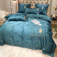 HKM-850387 Pure Cotton Quilted Bedding Set - 4-Piece Bed Sheet Ensemble in Multiple Colors