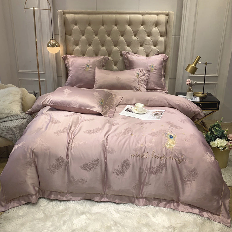 KTX-850387 Pure Cotton Quilted Bedding Set - 4-Piece Bed Sheet Ensemble in Multiple Colors