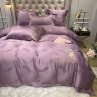 HKM-850387 Pure Cotton Quilted Bedding Set - 4-Piece Bed Sheet Ensemble in Multiple Colors