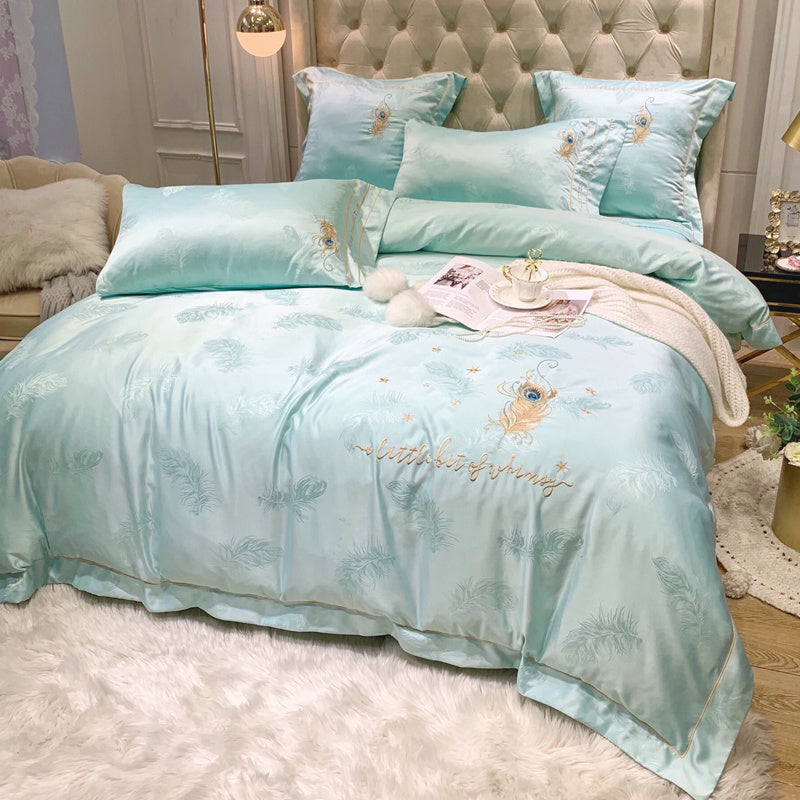 KTX-850387 Pure Cotton Quilted Bedding Set - 4-Piece Bed Sheet Ensemble in Multiple Colors