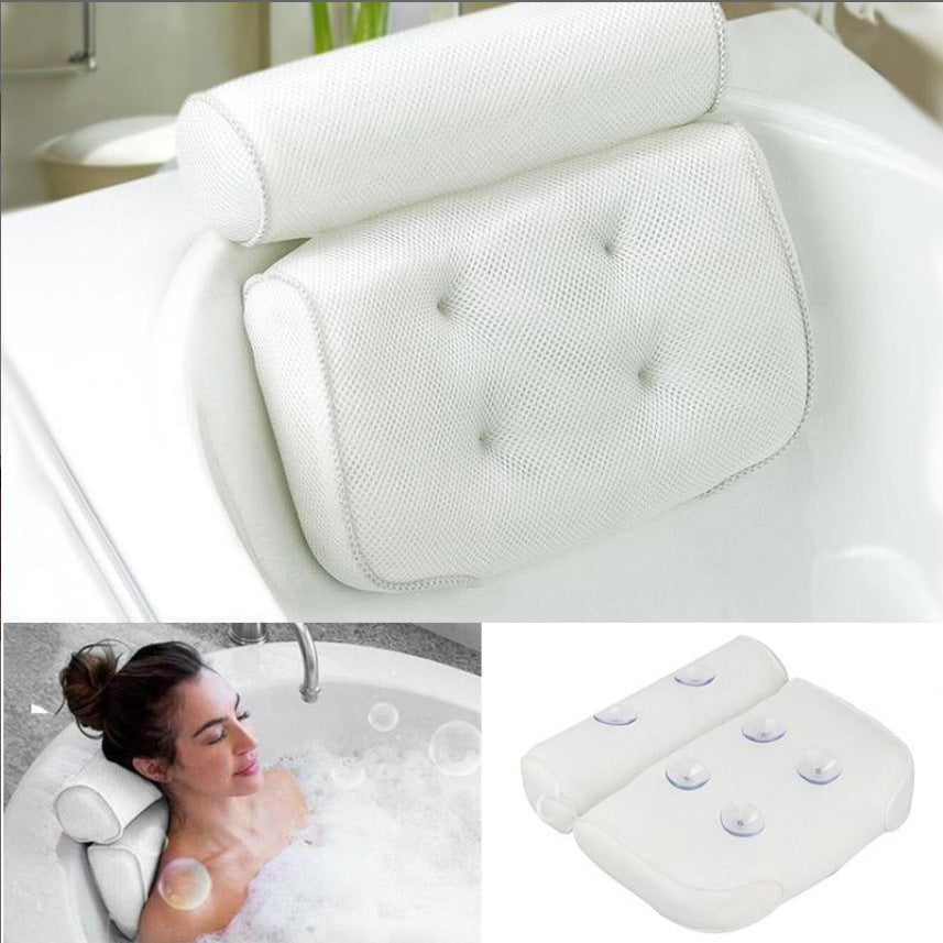 HKM-850451 3D Mesh Suction Cup Bath Pillow for Ultimate Comfort and Relaxation