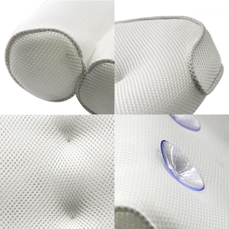 HKM-850451 3D Mesh Suction Cup Bath Pillow for Ultimate Comfort and Relaxation