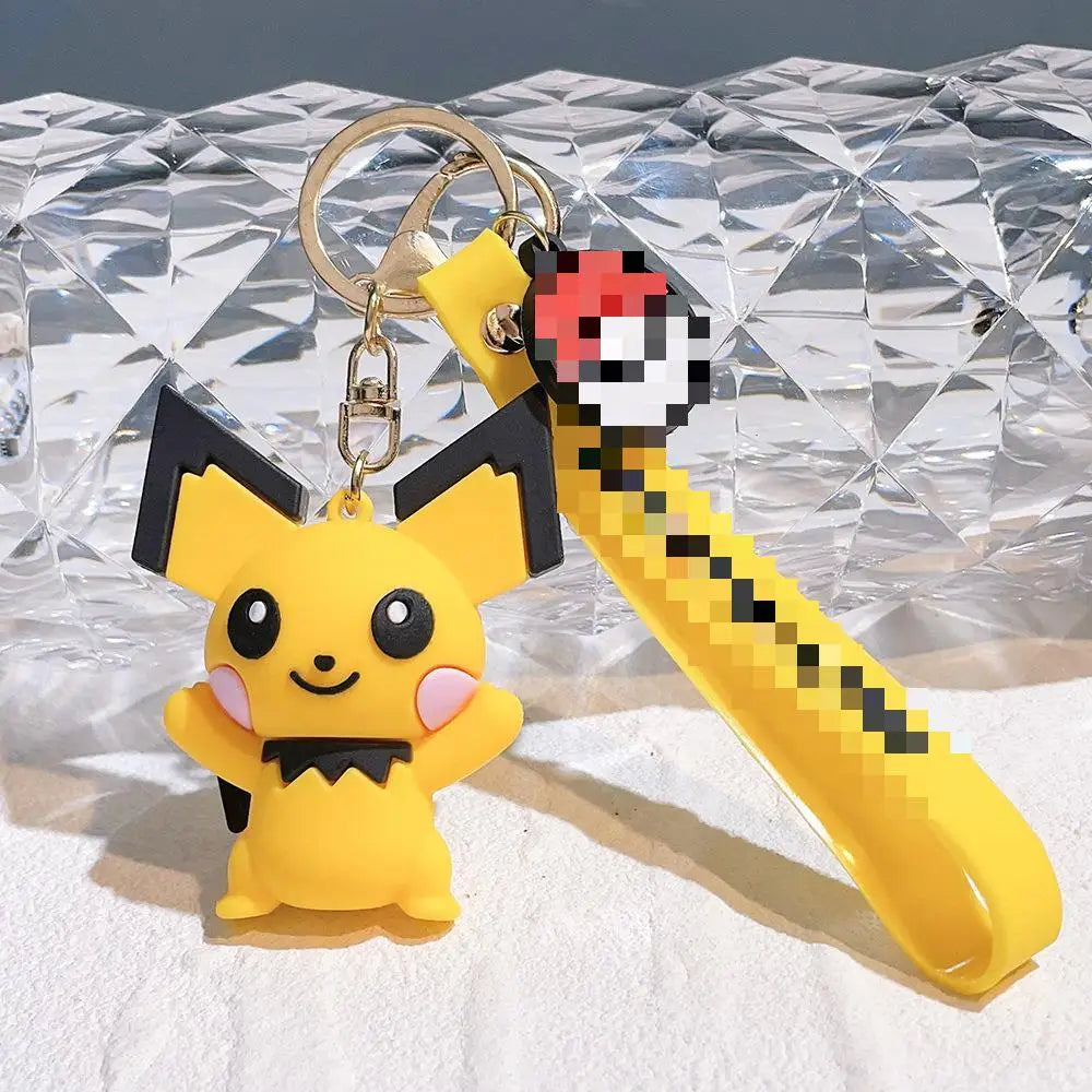 HKM-850451 Custom 3D Soft Rubber Anime Keychain of Cartoon Character Pikachu