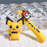 HKM-850451 Custom 3D Soft Rubber Anime Keychain of Cartoon Character Pikachu