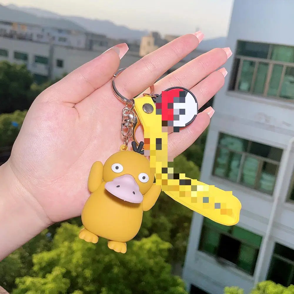 HKM-850451 Custom 3D Soft Rubber Anime Keychain of Cartoon Character Pikachu