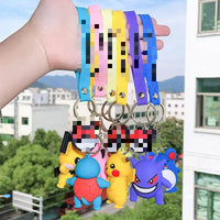 HKM-850451 Custom 3D Soft Rubber Anime Keychain of Cartoon Character Pikachu