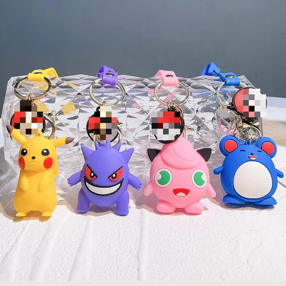 HKM-850451 Custom 3D Soft Rubber Anime Keychain of Cartoon Character Pikachu