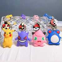 HKM-850451 Custom 3D Soft Rubber Anime Keychain of Cartoon Character Pikachu