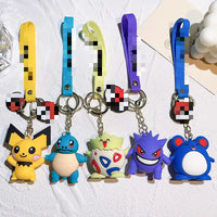 HKM-850451 Custom 3D Soft Rubber Anime Keychain of Cartoon Character Pikachu
