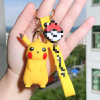 HKM-850451 Custom 3D Soft Rubber Anime Keychain of Cartoon Character Pikachu