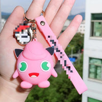 HKM-850451 Custom 3D Soft Rubber Anime Keychain of Cartoon Character Pikachu