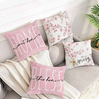 HKM-850515 Cherry Blossom Design Short Velvet Cushion Cover, 45x45cm, Stylish Home Decor