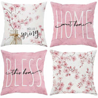 HKM-850515 Cherry Blossom Design Short Velvet Cushion Cover, 45x45cm, Stylish Home Decor