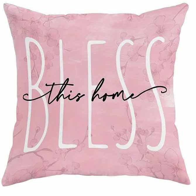 HKM-850515 Cherry Blossom Design Short Velvet Cushion Cover, 45x45cm, Stylish Home Decor