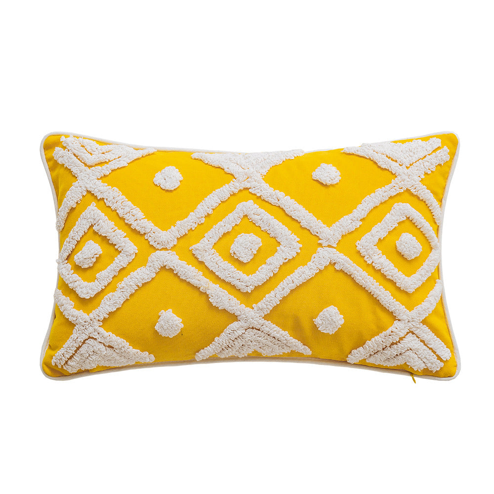 HKM-850579 Minimalist Retro Striped Pillow Cover with Geometric Patterns in Various Colors