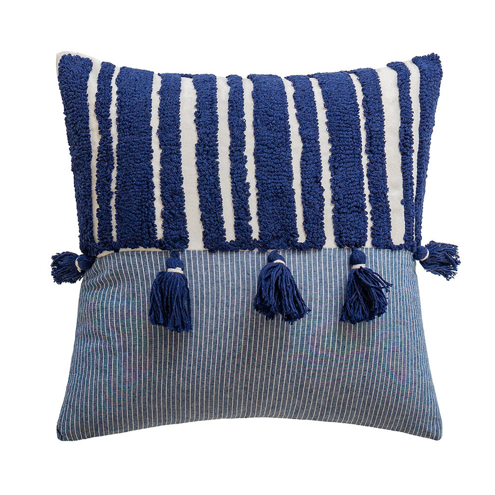 HKM-850579 Minimalist Retro Striped Pillow Cover with Geometric Patterns in Various Colors