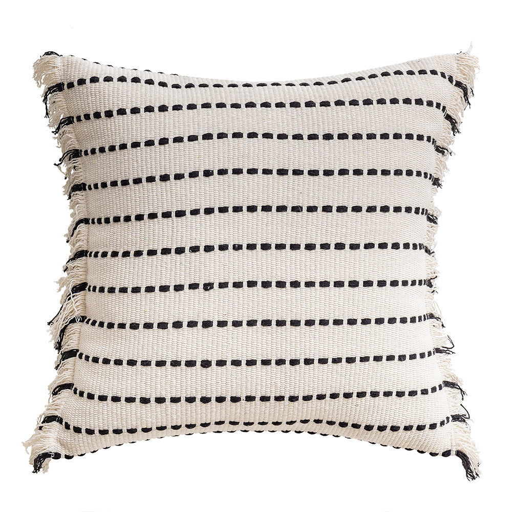HKM-850579 Minimalist Retro Striped Pillow Cover with Geometric Patterns in Various Colors