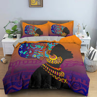 HKM-850771 African-Inspired Digital Print Three-Piece Bedding Set with Duvet Cover and Pillowcases