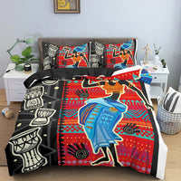 HKM-850771 African-Inspired Digital Print Three-Piece Bedding Set with Duvet Cover and Pillowcases