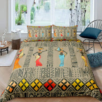 HKM-850771 African-Inspired Digital Print Three-Piece Bedding Set with Duvet Cover and Pillowcases