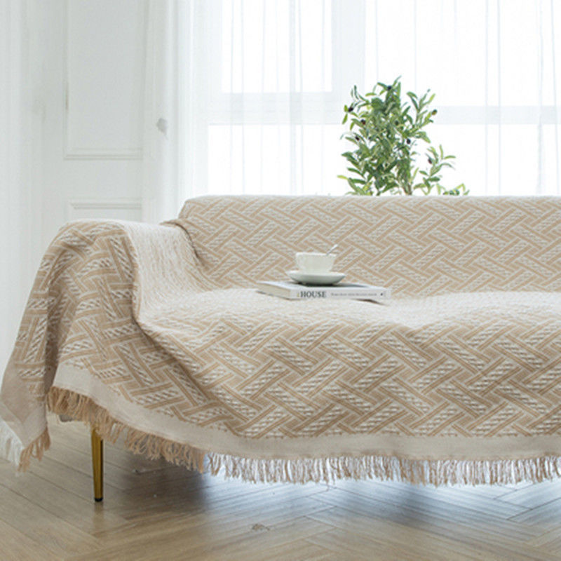 HKM-850835 Universal Sofa Cover Towel in Cotton and Linen - Double-Sided, Available in Various Colors and Sizes